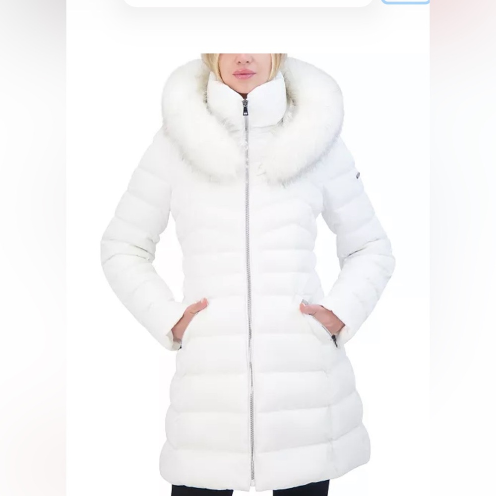 Laundry by Shelli Segal Women's Faux-Fur-Trim Hooded Puffer Coat size M - Picture 4 of 13